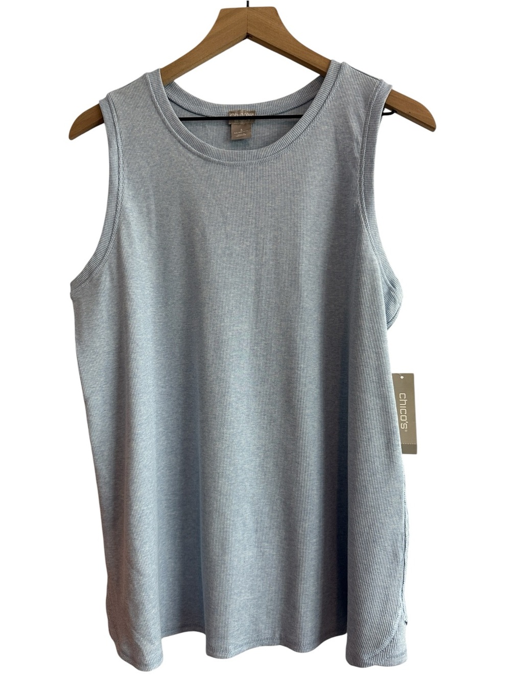 Chico’s Tank Top Blue XL 3 Zenergy Ribbed Soft Stretch Modal Cotton New Workout